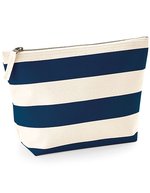 Westford Mill Canvas Kulturtasche mit Streifendruck, Natural/Grey 19 x 18 x 9 cm, WM684 – Naturale/Blu navy