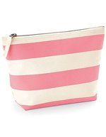 Westford Mill Canvas Kulturtasche mit Streifendruck, Natural/Grey 19 x 18 x 9 cm, WM684 – Naturale/Rosa