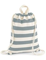 Westford Mill Strand-Turnbeutel mit Streifen aus Baumwoll-Canvas – Natural/Grey