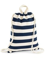 Westford Mill Strand-Turnbeutel mit Streifen aus Baumwoll-Canvas – Natural/Navy