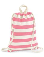 Westford Mill Strand-Turnbeutel mit Streifen aus Baumwoll-Canvas – Natural/Pink