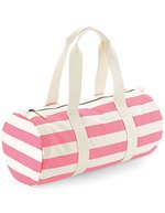Westford Mill Nautische Sporttasche aus Baumwoll-Canvas, Natural/Grey 50 x 25 x 25 cm, WM688 – Natural/Pink