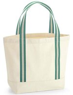Westford Mill Bio-Baumwoll-Strandtasche mit Streifengriffen – Natural/Sage Green
