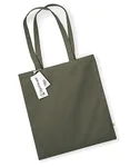 Westford Mill Robuste Einkaufstasche aus 100% Bio-Baumwolle, Hellgrau 38 x 42 cm, WM801 – Olive Green