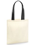 Westford Mill Bio-Baumwoll-Tasche mit Kontrastgriffen, Natural/Black 38 x 42 cm, WM801C – Natural/Black