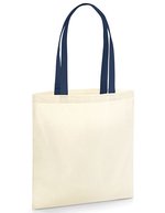 Westford Mill Bio-Baumwoll-Tasche mit Kontrastgriffen, Natural/Black 38 x 42 cm, WM801C – Natural/French Navy