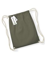 Westford Mill Bio-Baumwoll Gymsac mit Tunnelzug, Natural 37 x 47 cm, WM810 – Olive Green