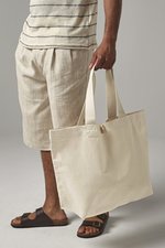 Westford Mill Strandtasche XXL mit Holz-Knebelverschluss, Natural 40 x 39 x 19 cm, WM855 – Bild 1