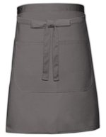 Link Kitchen Wear Bistro-Schürze mit Fronttasche, 240 g/m², White 90 x 50 cm, X964T – Grigio scuro (ca. Pantone 431)