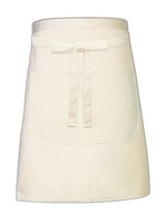 Link Kitchen Wear Bistro-Schürze mit Fronttasche, 240 g/m², White 90 x 50 cm, X964T – Naturale (ca. Pantone 7499)