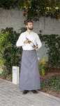 Link Kitchen Wear Bistro Apron made of Polyester-Cotton, Washable, Natural (ca. Pantone 7499) 100 x 100 cm, X968 – Dark Grey (ca. Pantone 431)