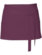 Link Kitchen Wear Tablier de bar bistro avec trois poches, White 60 x 30 cm, X983 – Aubergine (ca. Pantone 5115)