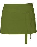 Link Kitchen Wear Tablier de bar bistro avec trois poches, White 60 x 30 cm, X983 – Olive (ca. Pantone 378)