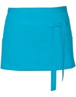 Link Kitchen Wear Tablier de bar bistro avec trois poches, White 60 x 30 cm, X983 – Turquoise (ca. Pantone 312)