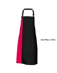 Link Kitchen Wear Latzschürze mit verstellbarer Nackenschlaufe, Black/White 72 x 85 cm, X988 – Black/Hot Pink (ca. Pantone 241c)