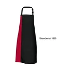Link Kitchen Wear Latzschürze mit verstellbarer Nackenschlaufe, Black/White 72 x 85 cm, X988 – Black/Strawberry Red (ca. Pantone 186)