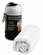 L-merch Mikrofaser Sport-Handtuch mit Netzbeutel – White