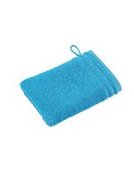 Vossen Calypso Waschhandschuh mit Bordüre, Flanell 22 x 16 cm, XF209W – Turquoise