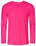 X.O by Promodoro Langarm T-Shirt V-Ausschnitt Baumwolle – Bright Rose