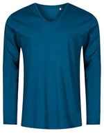 X.O by Promodoro Langarm T-Shirt V-Ausschnitt Baumwolle – Petrol