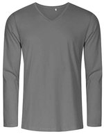 X.O by Promodoro Langarm T-Shirt V-Ausschnitt Baumwolle – Steel Grey (Solid)