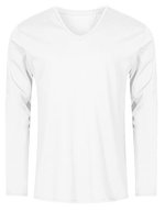 X.O by Promodoro Langarm T-Shirt V-Ausschnitt Baumwolle, Black S, XO1460 – White