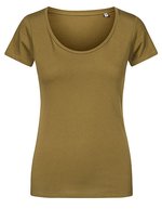 X.O by Promodoro Women´s Deep Scoop T-Shirt Azur Blue XS (XO1545), XO1545 – Olive