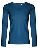 X.O by Promodoro Langarm V-Ausschnitt T-Shirt aus Baumwolle – Petrol