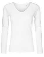 X.O by Promodoro Langarm V-Ausschnitt T-Shirt aus Baumwolle, Black XS, XO1560 – White