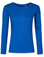 X.O by Promodoro Women´s Roundneck T-Shirt Long Sleeve White XS (XO1565) – Azur Blue