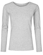 X.O by Promodoro Women´s Roundneck T-Shirt Long Sleeve White XS (XO1565) – Heather Grey