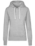 X.O by Promodoro Hoodie mit Doppelkapuze und Taschen für Damen, French Navy XS, XO1781 – Heather Grey