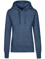 X.O by Promodoro Hoodie mit Doppelkapuze und Taschen für Damen, Azur Blue XS, XO1781 – Heather Navy
