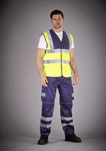 YOKO Hi-Vis Cargohose mit Kniepolstertaschen, Hi-Vis Yellow 48/33, YK018T – Bild 1