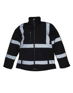 YOKO Hi-Vis Softshell-Jacke mit 2 Streifen – Black