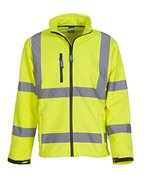 YOKO Hi-Vis Softshell-Jacke mit 2 Streifen – Hi-Vis Yellow