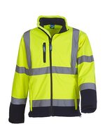 YOKO Hi-Vis Softshell-Jacke mit 2 Streifen – Hi-Vis Yellow/Navy