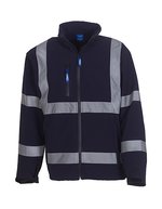 YOKO Hi-Vis Softshell-Jacke mit 2 Streifen, Hi-Vis Yellow/Navy L, YK09 – Navy