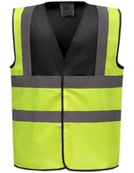 YOKO Sicherheitsweste Signalgelb mit Reflexstreifen – Black Yoke/Hi-Vis Yellow
