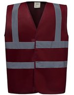 YOKO Sicherheitsweste Signalgelb mit Reflexstreifen, Hi-Vis Orange S, YK100 – Maroon