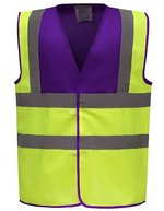 YOKO Sicherheitsweste Signalgelb mit Reflexstreifen, Hi-Vis Orange S, YK100 – Purple Yoke/Hi-Vis Yellow