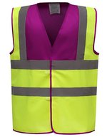 YOKO Sicherheitsweste Signalgelb mit Reflexstreifen, Hi-Vis Orange S, YK100 – Raspberry Yoke/Hi-Vis Yellow