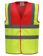 YOKO Sicherheitsweste Signalgelb mit Reflexstreifen, Hi-Vis Orange S, YK100 – Red Yoke/Hi-Vis Yellow
