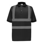 YOKO Reflektierendes Sicherheitspolo mit 2 Streifen – Black