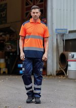 YOKO Hi-Vis Polo-Shirt mit reflektierenden Bändern, Hi-Vis Orange/Navy S, YK220 – Bild 8