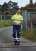 YOKO Hi-Vis Polo-Shirt mit reflektierenden Bändern, Hi-Vis Orange/Navy S, YK220 – Bild 9