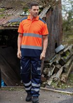 YOKO Hi-Vis Polo-Shirt mit reflektierenden Bändern, Hi-Vis Orange/Navy S, YK220 – Bild 11