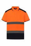 YOKO Hi-Vis Polo-Shirt mit reflektierenden Bändern, Hi-Vis Orange/Navy S, YK220 – Bild 3