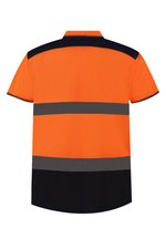 YOKO Hi-Vis Polo-Shirt mit reflektierenden Bändern, Hi-Vis Orange/Navy S, YK220 – Bild 4