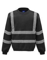 YOKO Hi-Vis Sicherheits-Sweatshirt mit Reflexstreifen – Black